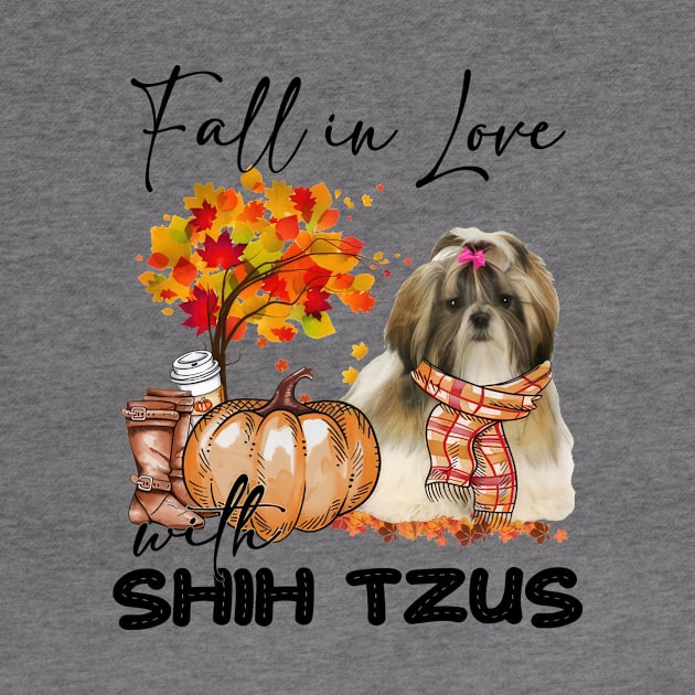 Fall In Love With Shih Tzus Fall Pumpkin Thanksgiving by Gearlds Leonia